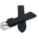 Front view of Black Curved End Soft Silicone Rubber Watch Band, Oyster Strap with Stainless Steel Buckle