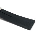 Closeup view of Black Soft Rubber Silicone Watch Band, Mesh Pattern, Deployment, Waterproof with Fold-Over Clasp