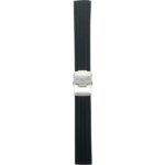 Bandini SW007 | Black Rubber Grooves Watch Band, Silicone Deployment Strap