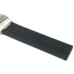 Closeup view of Black 20mm Black Silicone Deployment Buckle Band, Rubber Strap